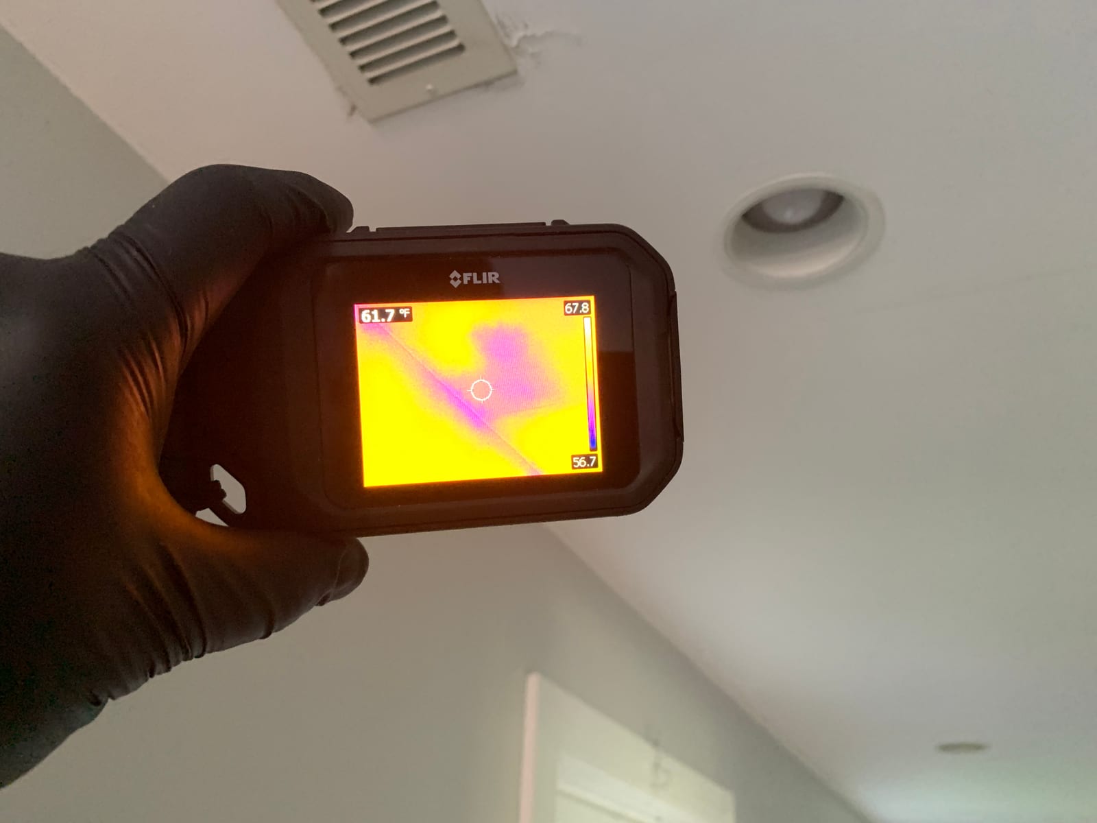 Infrared assessment showing hidden moisture pattern