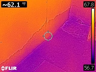 Infrared thermal scan of foundation wall